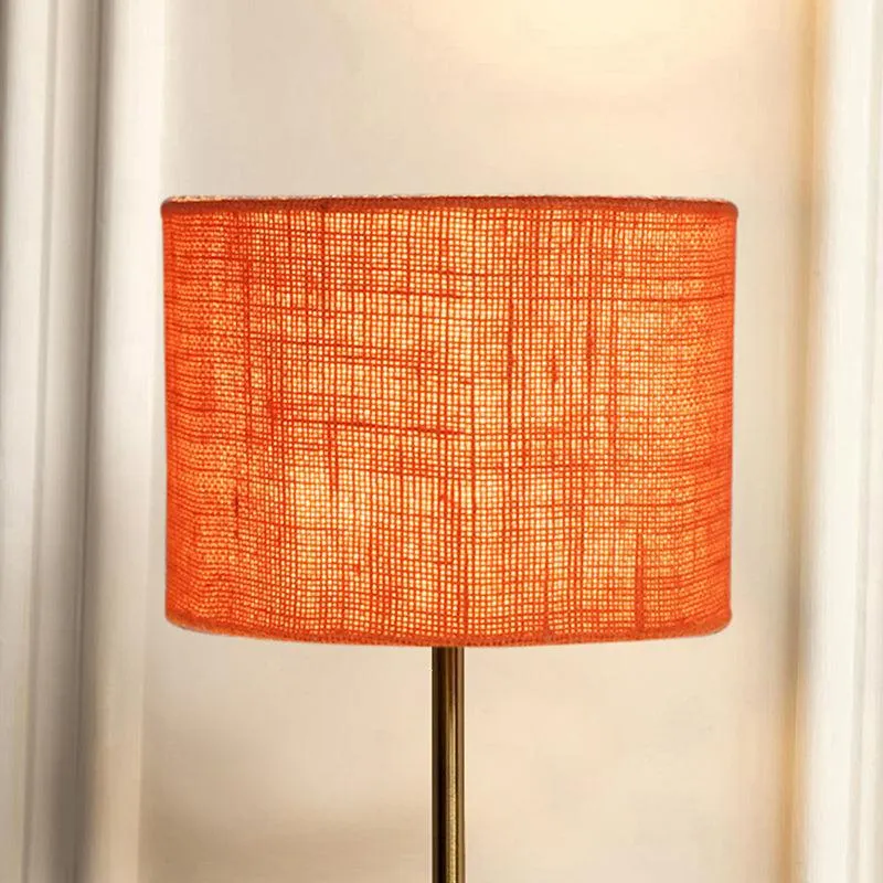 Loft Gleam Jute & Metal Table Lamp (Drum) - Orange,Gold media 3
