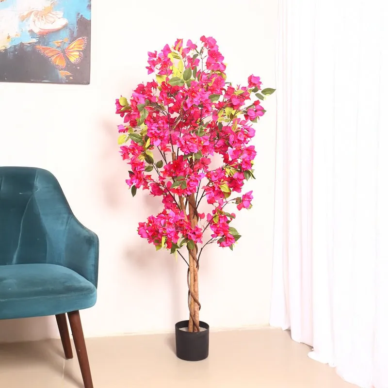 Verdiq Artificial Bougainvillaea With Black Plastic Pot - 5 Feet media 3
