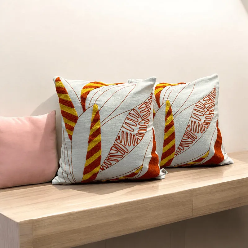 Winter Flames Tufted Cushion Cover (White & Red) - Set Of Three media 4