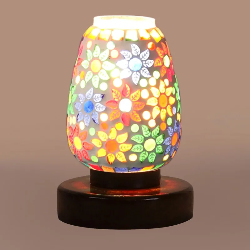 Aurelinea Glass Table Lamp With Wooden Base - Multicolor media 7