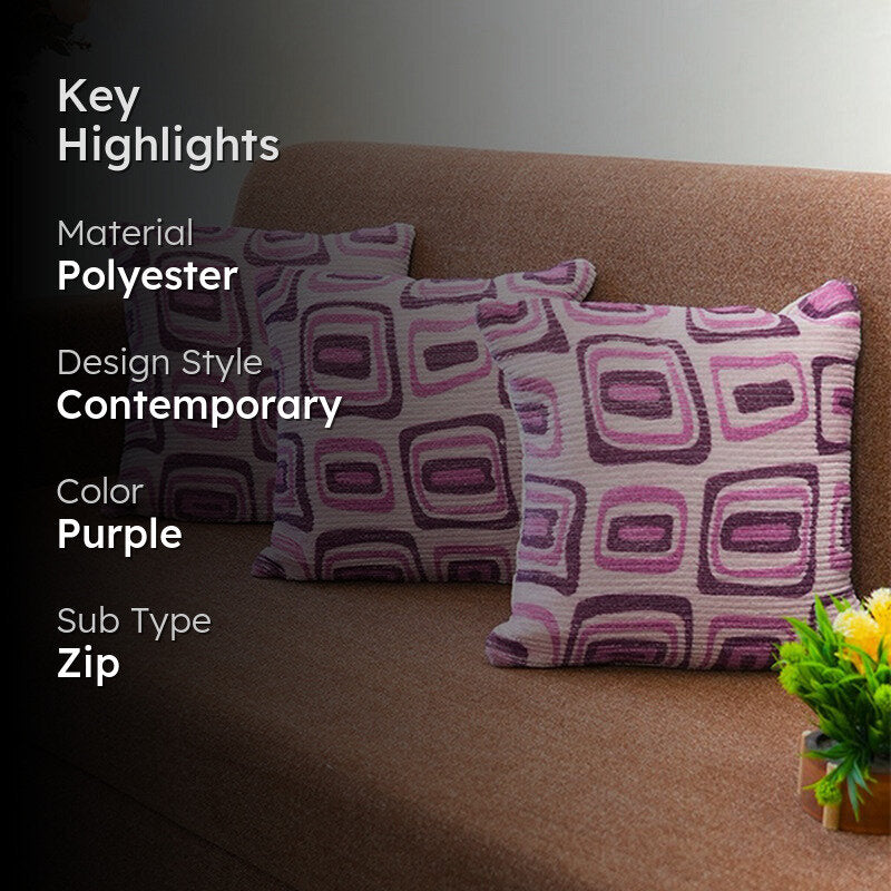 Squarecraft Cushion Cover (Purple) - Set Of Three media 2