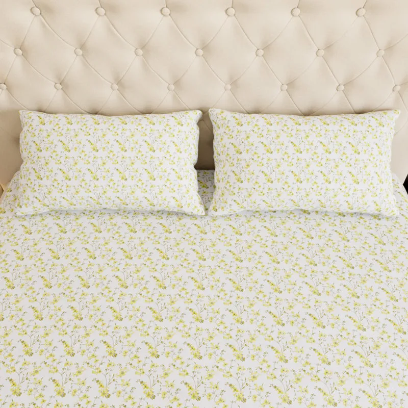 Botanica Floral Cotton Bedsheet (Green) - 180 TC media 5