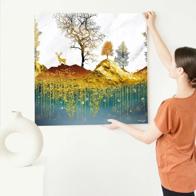 Golden Landscape Wall Painting media 4