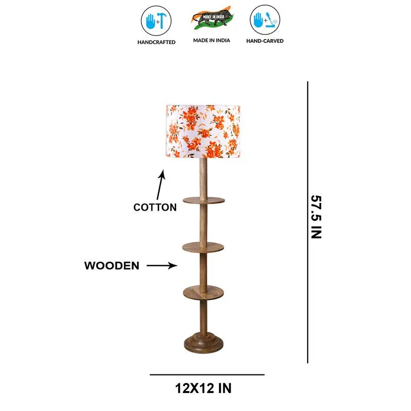 LumiCrate Tower Wooden Floor Lamp - Orange & White media 7