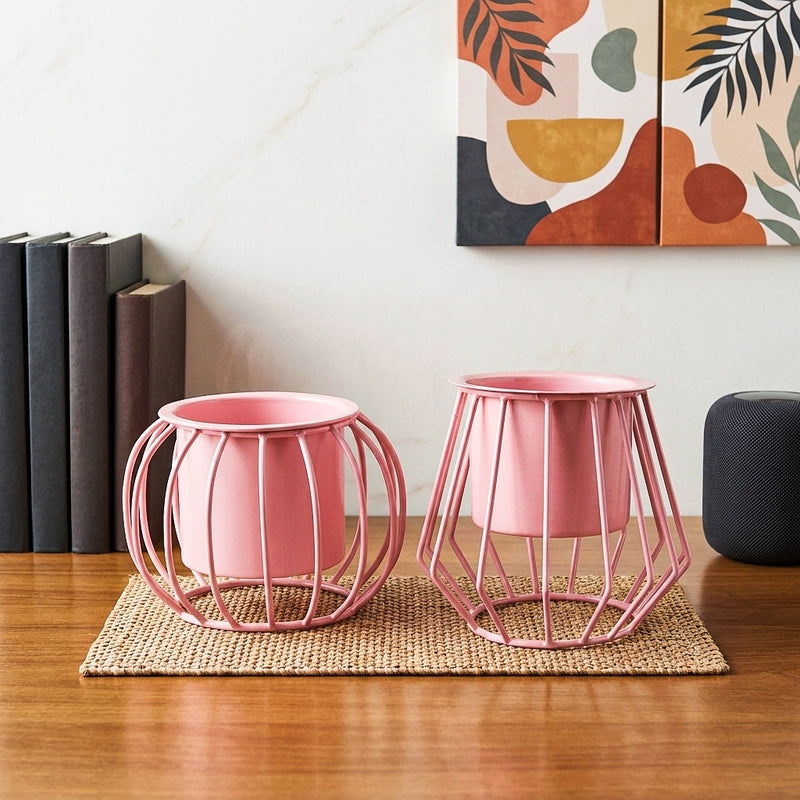 Steela Duo Planter (Pink) - Set Of Two
