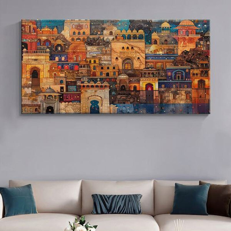 Indian Mughal Urban Charm Poly Canvas Wall Painting