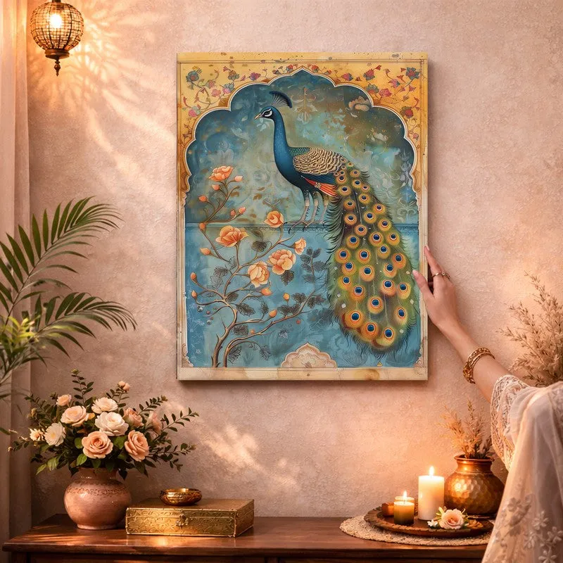 Celestial Peacock Canvas Wall Art & Paintings media 3