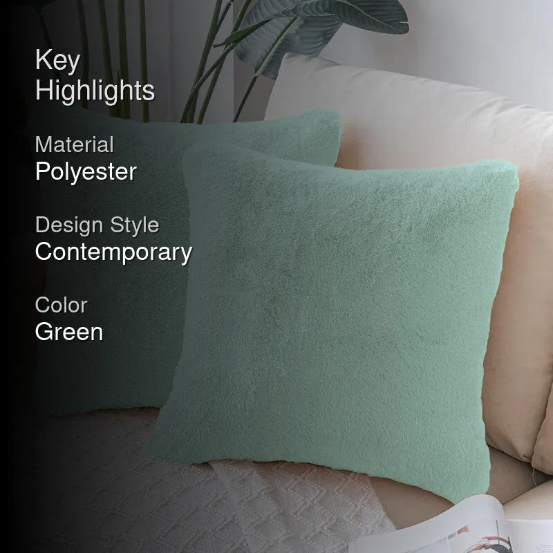 Fur Dual Cushion Cover Set (Lime Green) - Set Of Two media 2