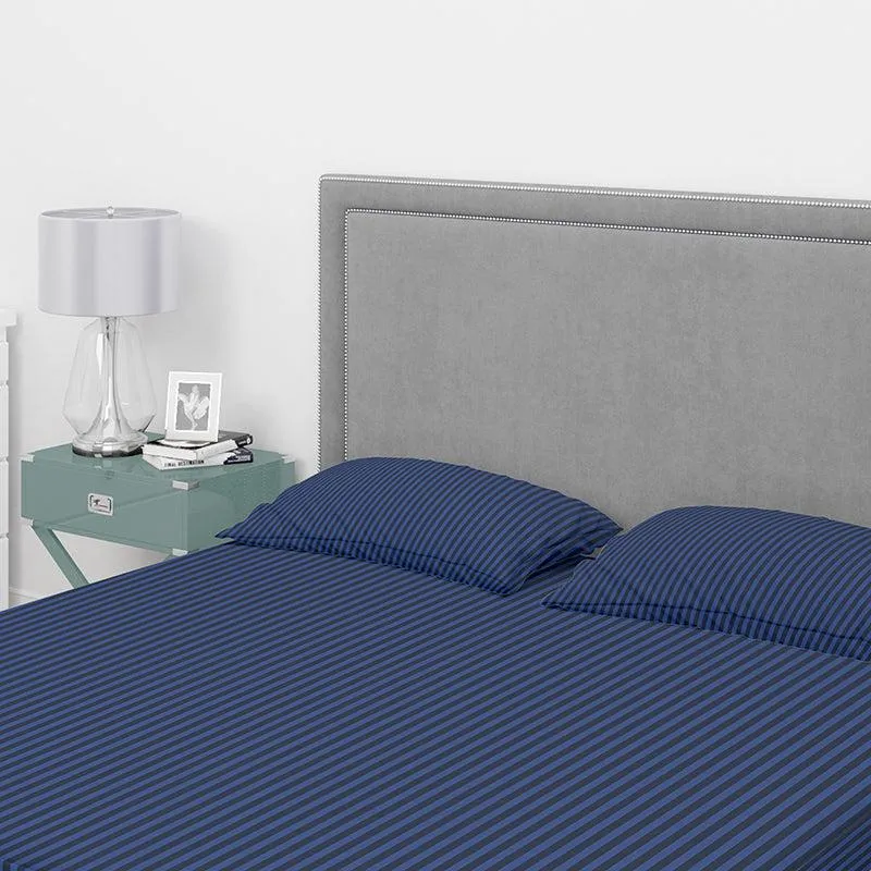 Chic Lines Geometric Cotton Bedsheet (Blue) - 210 TC media 7