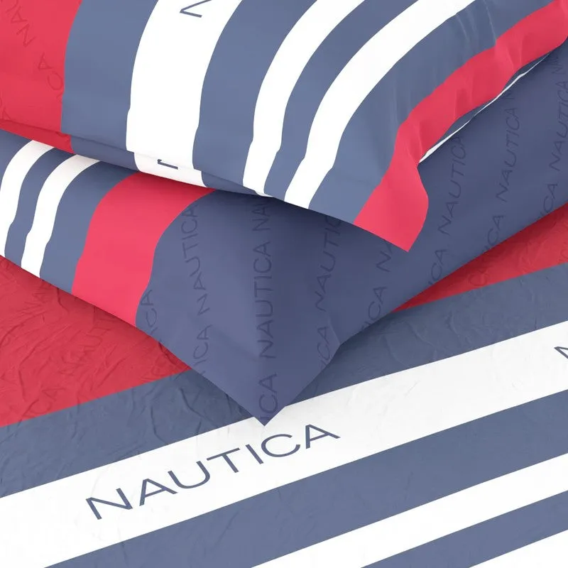 Nautica Stripe Symphony Cotton Bedsheet (Red & Blue) - 160 TC media 5