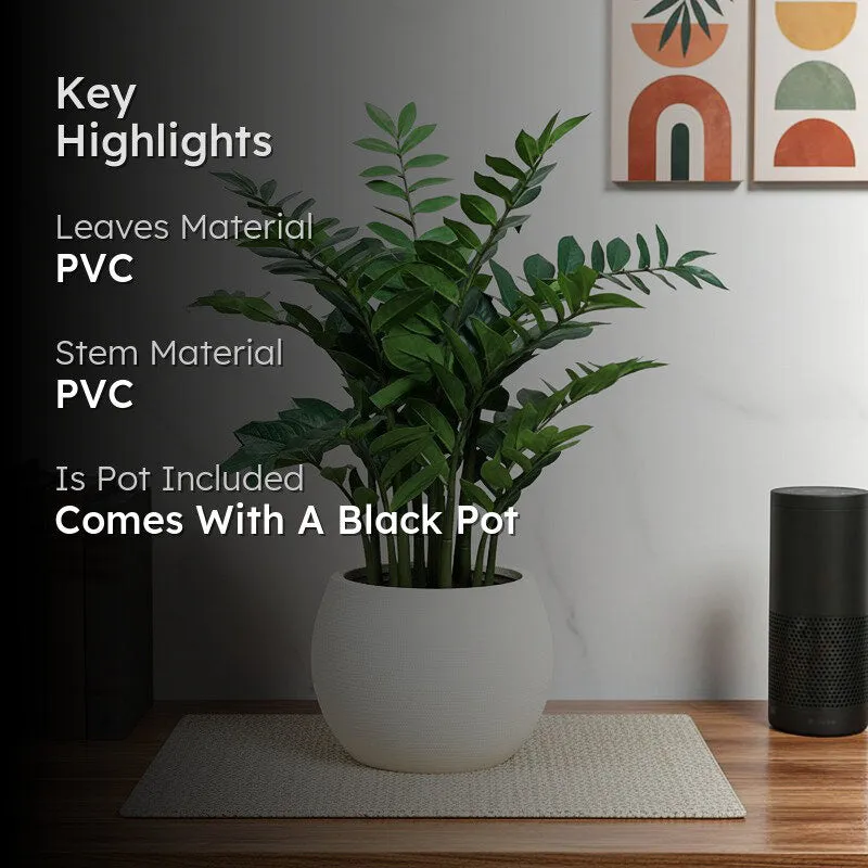 Artificial Emerald Palm Plant With Black Fiber Pot - 3.1 Feet media 2
