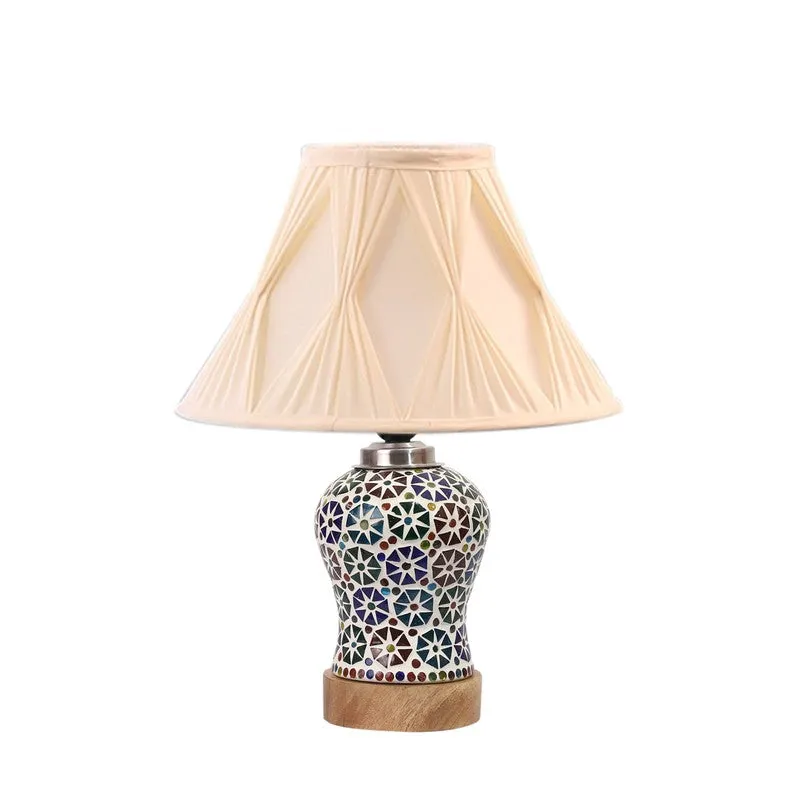 Astrona Smocked Wooden Table Lamp - Multicolor media 5