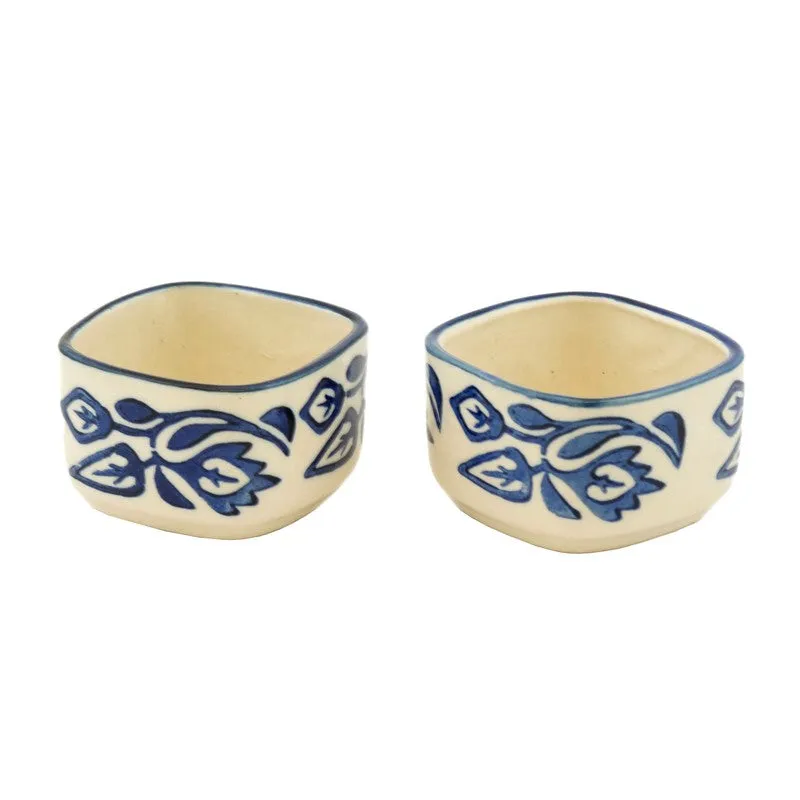 Savorelle Ceramic Dip Bowls (Blue,White ,40 mL Each) - Set Of Two media 4