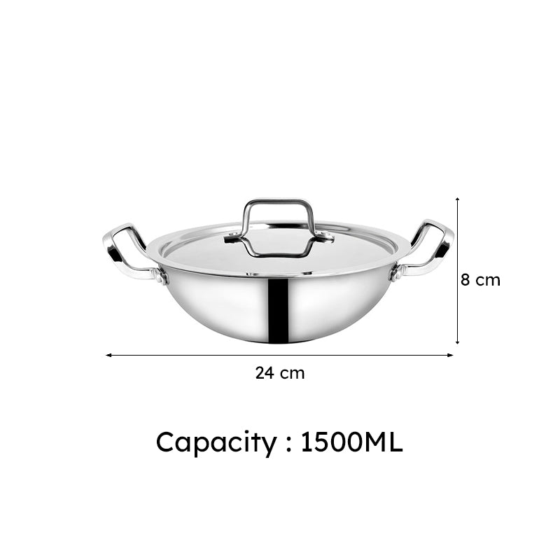 Trivanta Triply Kadhai With Lid - 1500 mL/10 Inch image 6