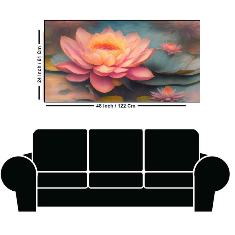 Lotus Lemora Floral Canvas Wall Painting media 5