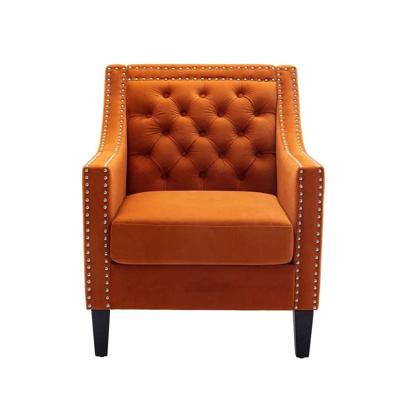 Softix Neem Wood Accent Chair - Orange media 6