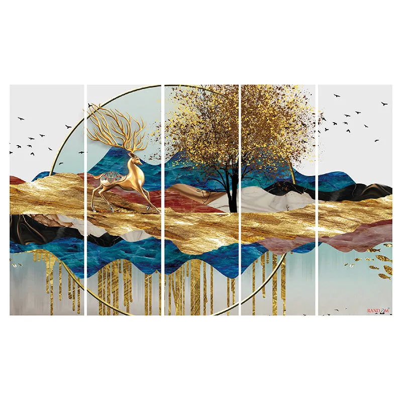 Cosmic Landscape Canvas Wall Art - Set Of Five media 4
