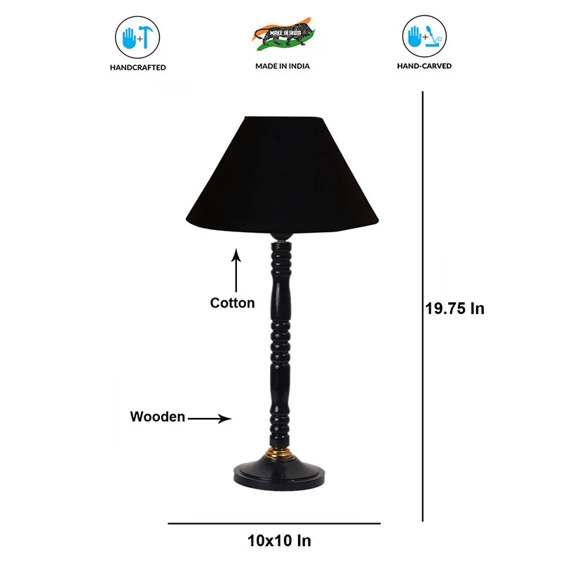 Glow Mesa Table Lamp With Carved Wooden Base - Black media 4