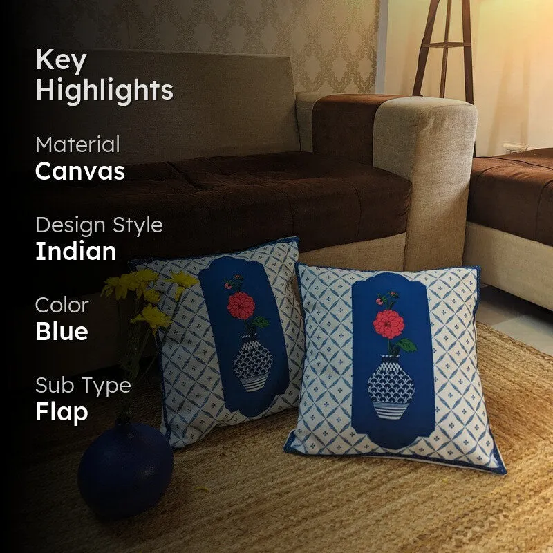 Indigo Pottery Cushion Cover (Dark Blue) - Set Of Two media 2