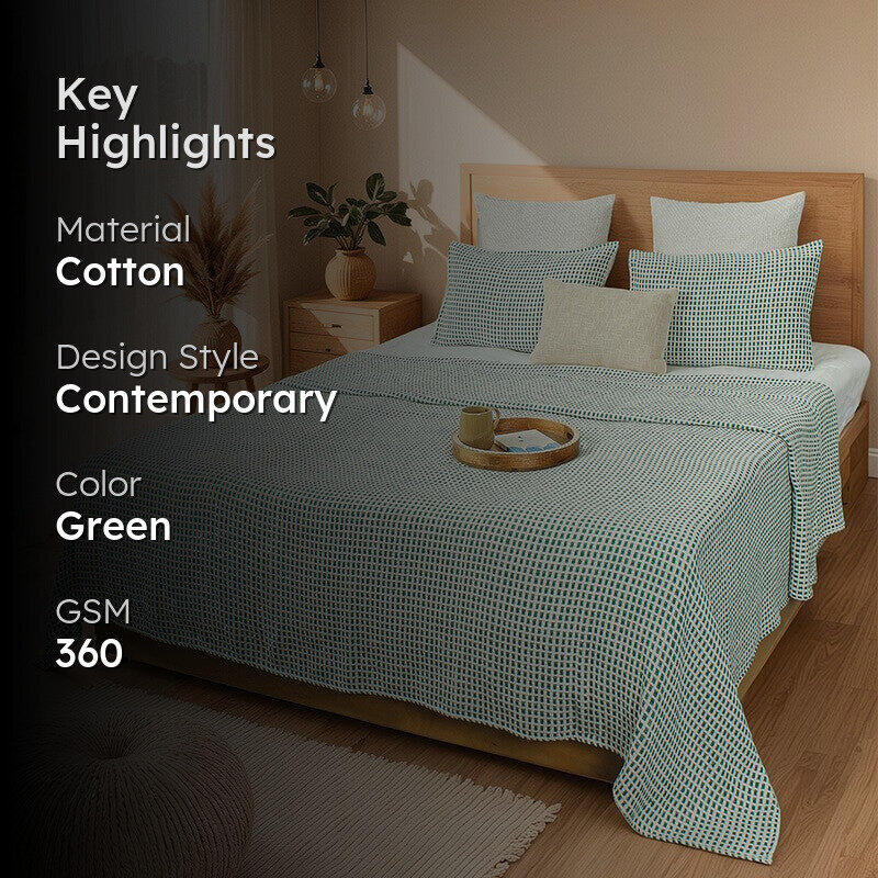 Elys Weave Tufted Bedcovers - Green media 2
