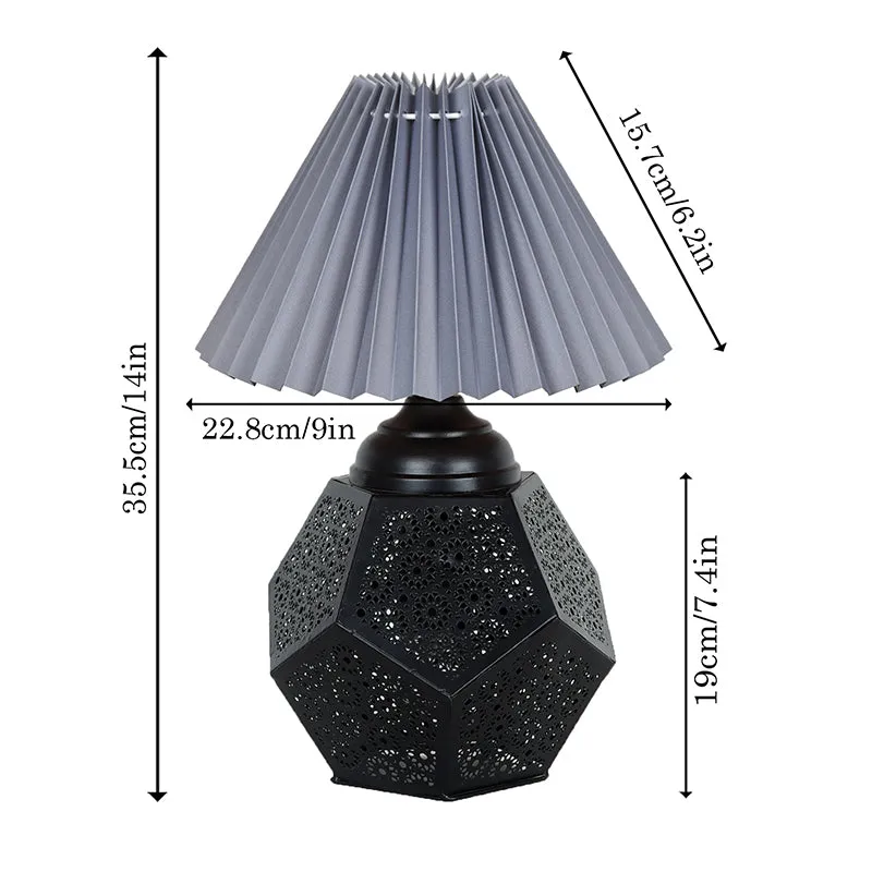 French Pleat Hex Metal Table Lamp - Grey,Black media 5