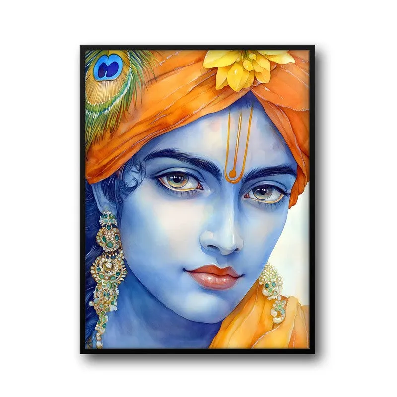 Divine Achyutha Spiritual Archival Paper Wall Painting With Frame - Black media 5