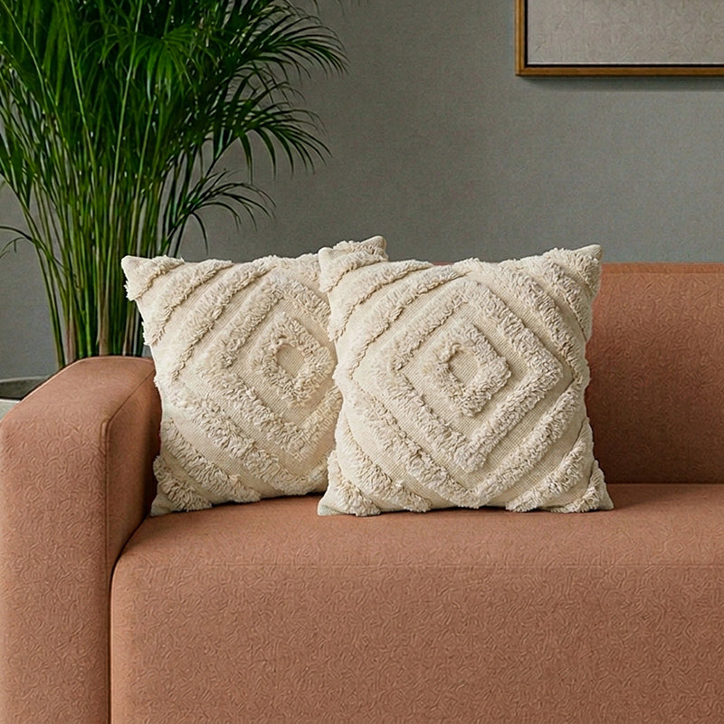 Concentric Diamonds Cushion Cover - Set Of Two - 16 x 16 Inches