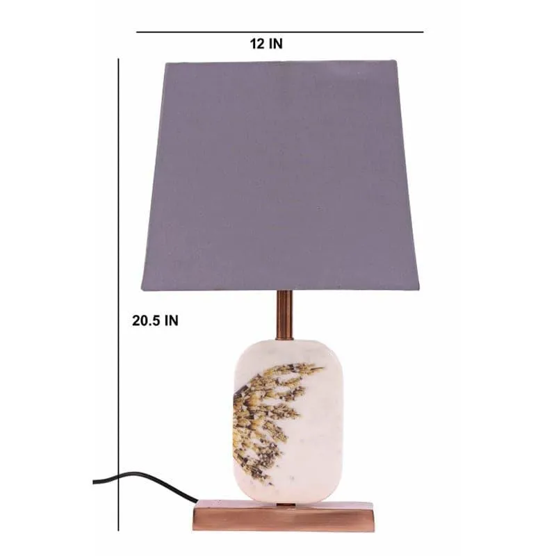Winged Printed Marble & Copper Base Fabric Table Lamp - Grey,White media 5
