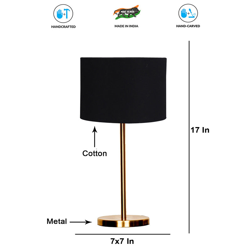 Glow Mesa Cotton & Metal Table Lamp (Drum) - Black,Gold media 4