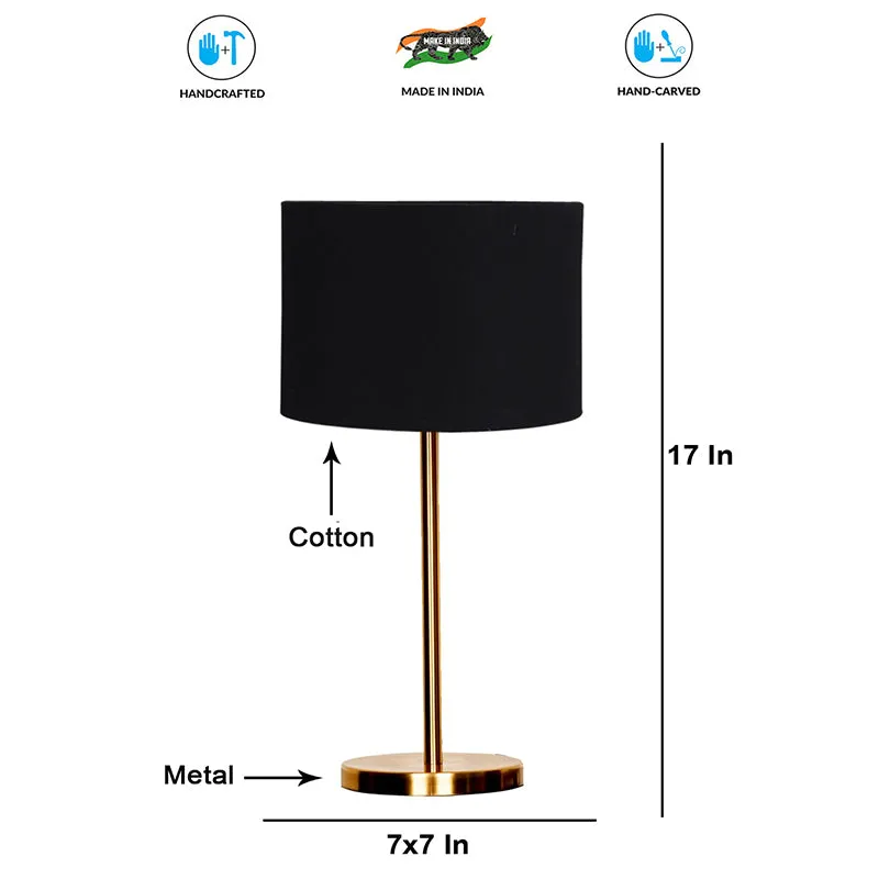 Glow Mesa Cotton & Metal Table Lamp (Drum) - Black,Gold media 4