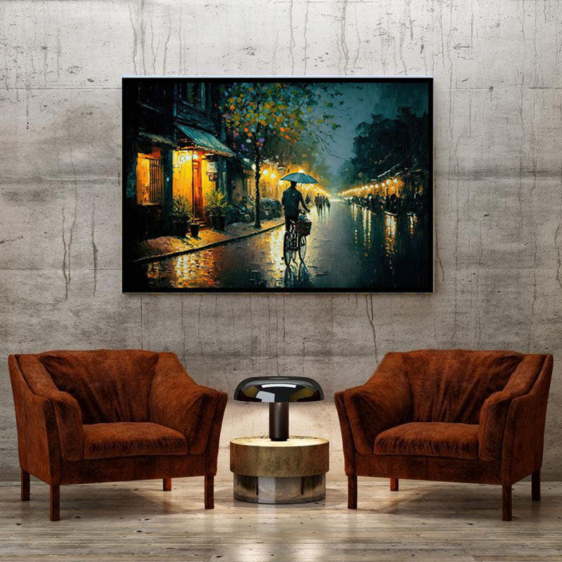 Night Time In Vietnam Wall Painting - Black Frame media 3