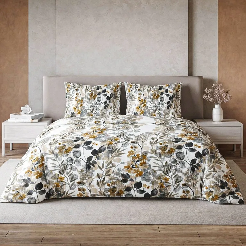 Garden Glowa Cotton Bedsheet (Brown) - 254 TC media 1
