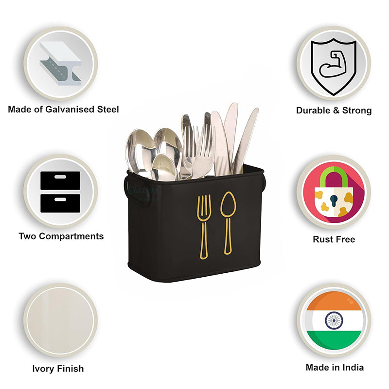 Fork & Order Metal Cutlery Holder - Black media 4