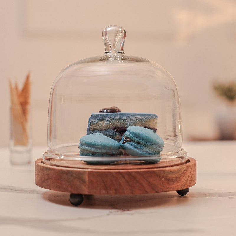 Stonewood Wood & Glass Cake Stand - Set Of Two