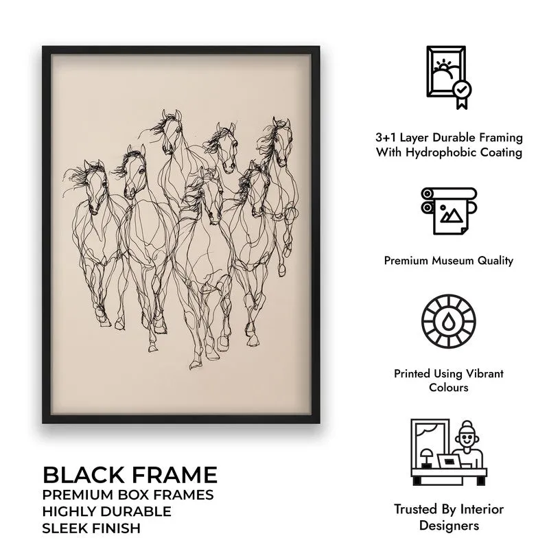 Graceful Horse Lines Wall Painting With Black Frame media 10