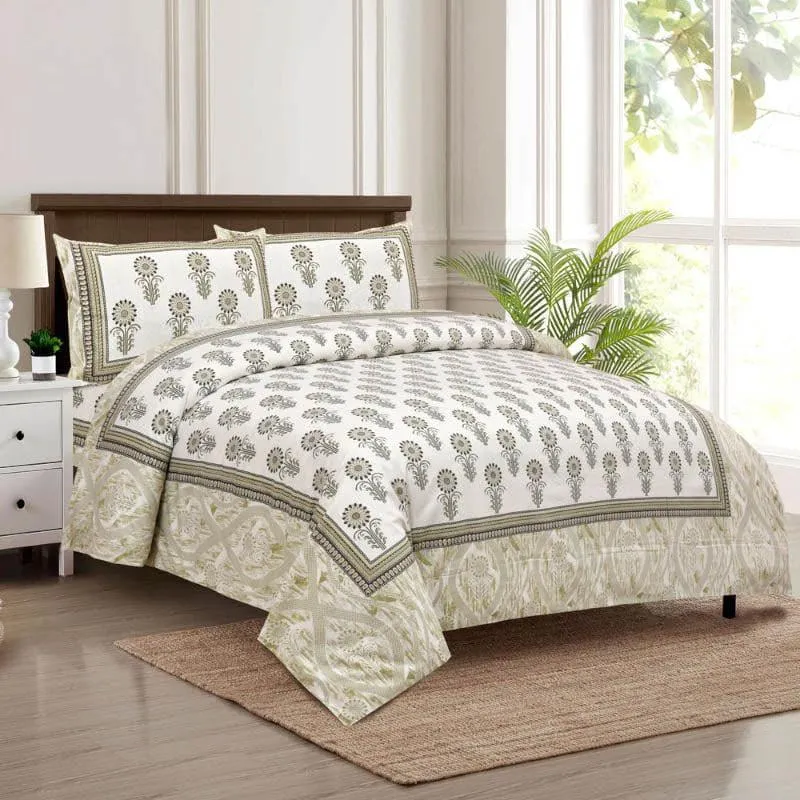 Flower Garden Cotton Bedsheet (Yellow) - 120 TC media 1