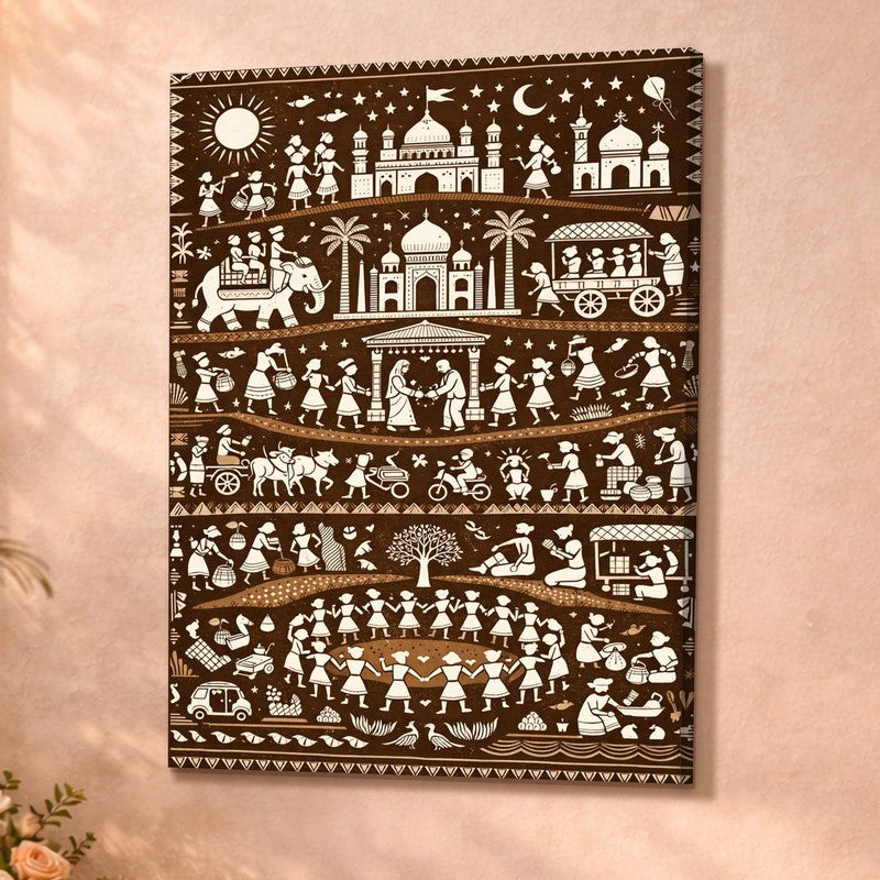 Warli Life Canvas Wall Art & Paintings media 4