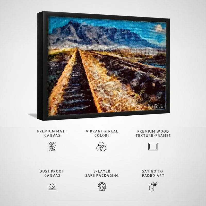 Way To The Mountains Canvas Wall Painting - Black Frame media 5