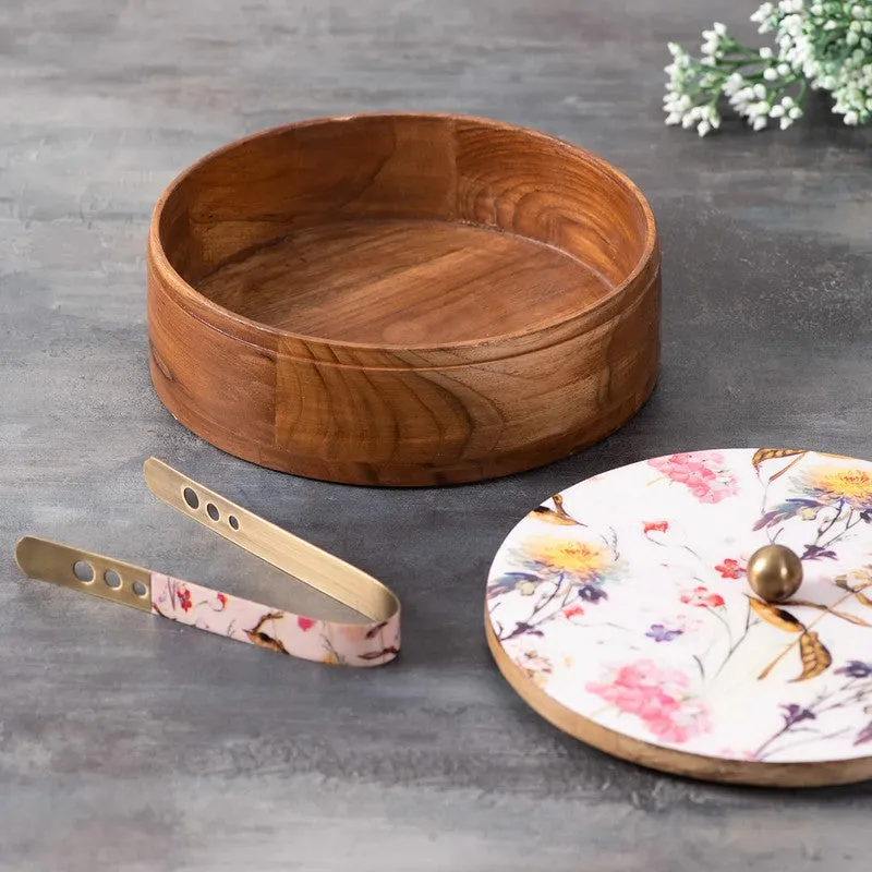 Opulia Teak Wood Round Masala Box - Three Piece Set media 5
