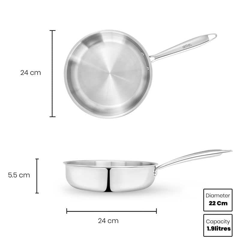 Venko Stainless Steel Frying Pan - 1900 ML media 5