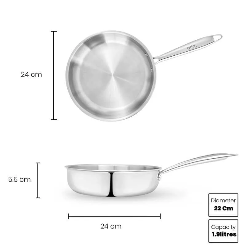 Venko Stainless Steel Frying Pan - 1900 ML media 5