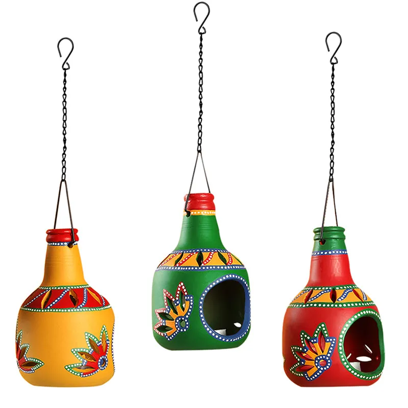 Pradeepam Terracotta Tea Light Holder (Multicolor) - Set Of Three media 4