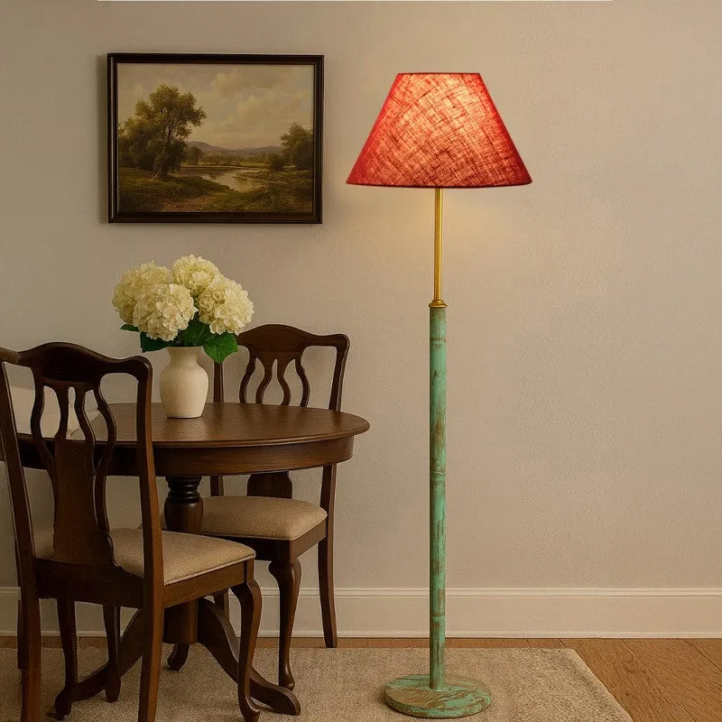 Chrome Arc Wooden Floor Lamp - Maroon media 3