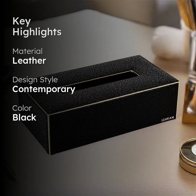 Tisquo Edge Faux Leather Tissue Box - Black media 2