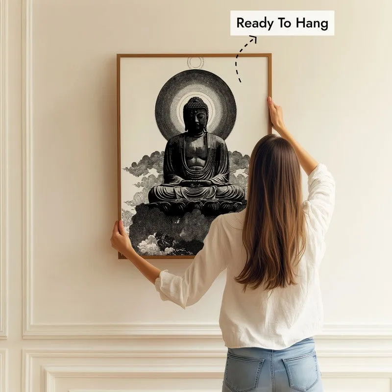 Buddha of Inner Stillness Wall Painting With Brown Frame media 5