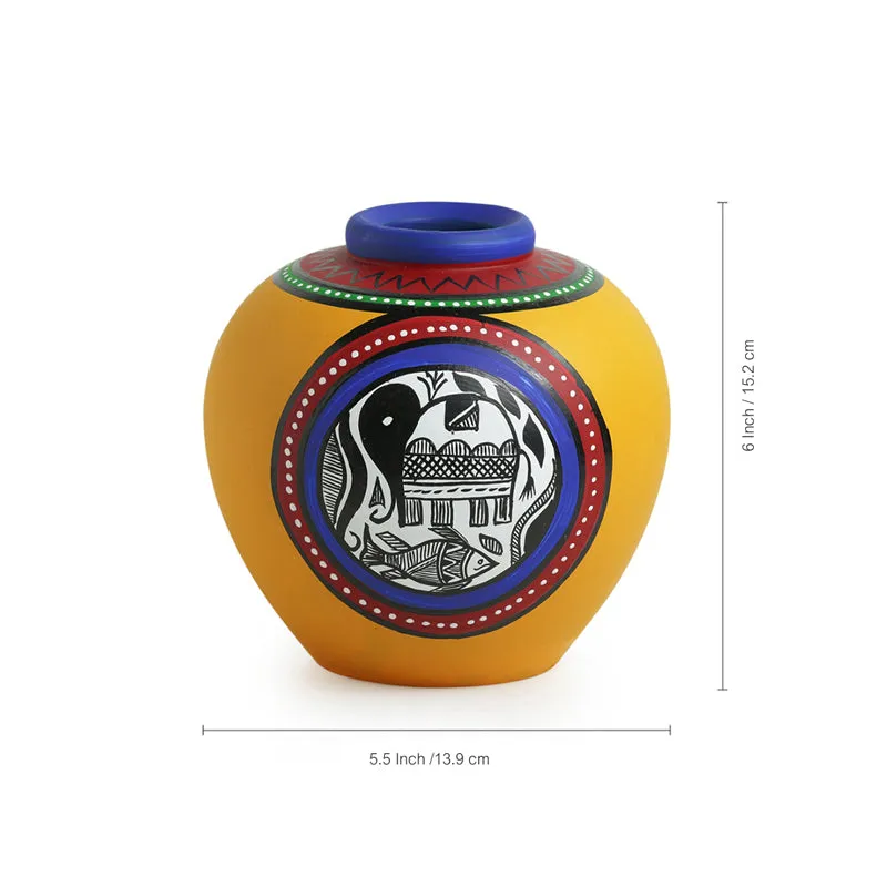 Kapiva Warli Handpainted Terracotta Vase - Set Of Two media 4