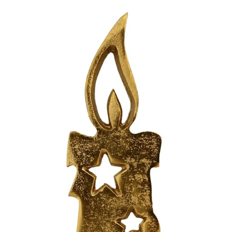 Golden Aluminum Flame Candle Showpiece media 6