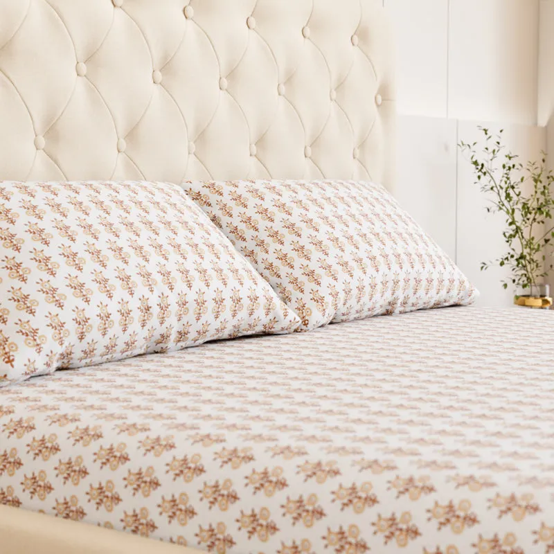 Bloom Ethnic Cotton Bedsheet (Brown) - 180 TC media 3
