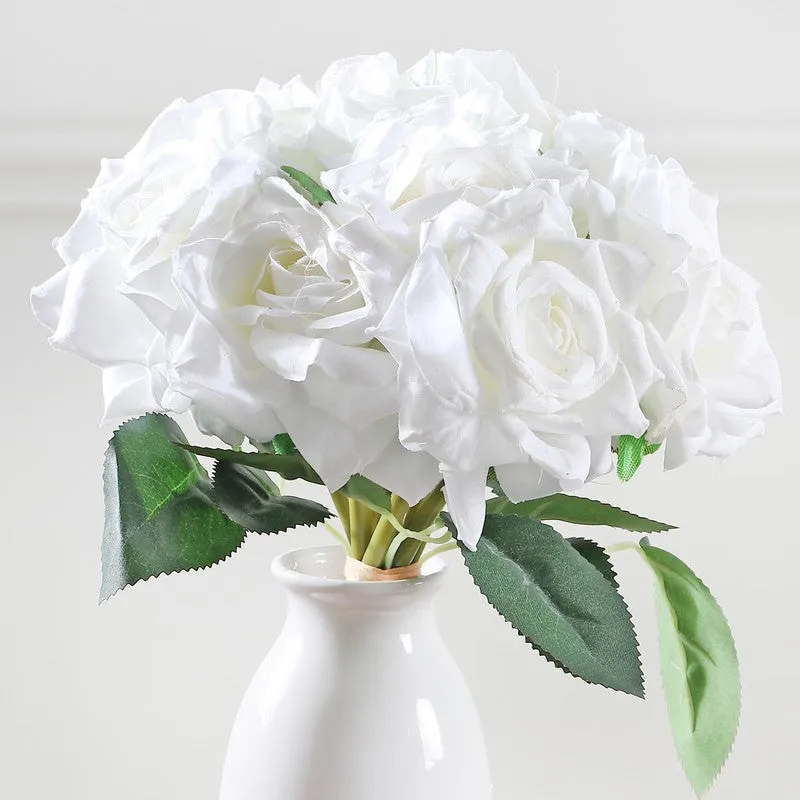 Aurielle Rose Fabric Artificial Flower - White media 3