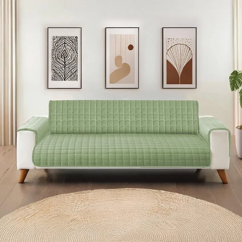Urban Space Sage Green Textured Sofa Cover media 1